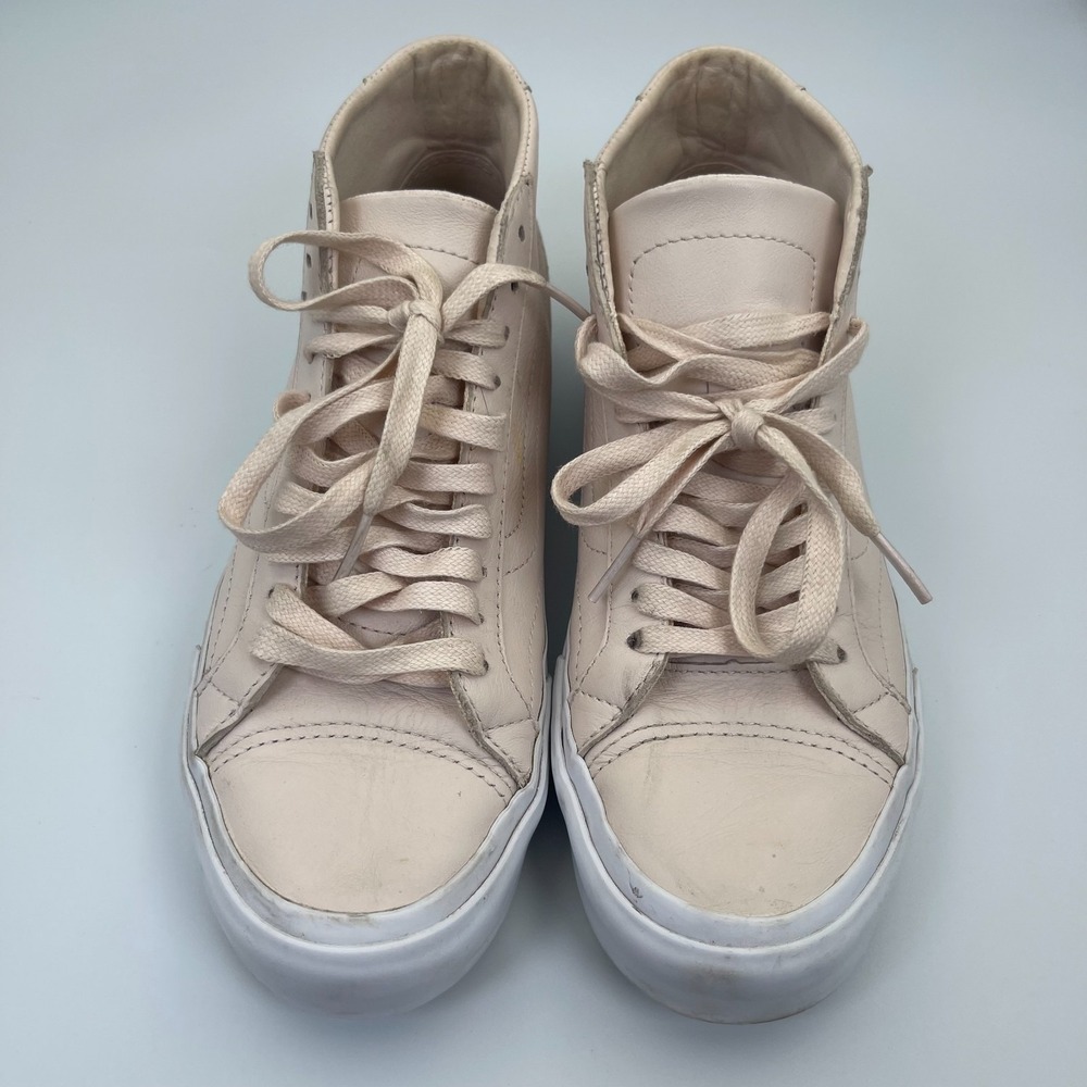 Vans UltraCush Mid Top Sneakers Unisex W8/M6.5 Pale Pink Leather Lace Up Shoes